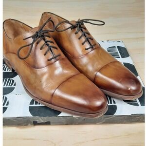 Magnanni Mens Brown Leather Cap Toe Oxford Dress Shoes 23192 Size 8 M Spain